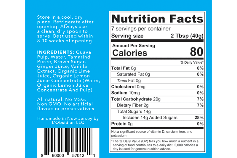 TamarindOH!® Nutrition Facts